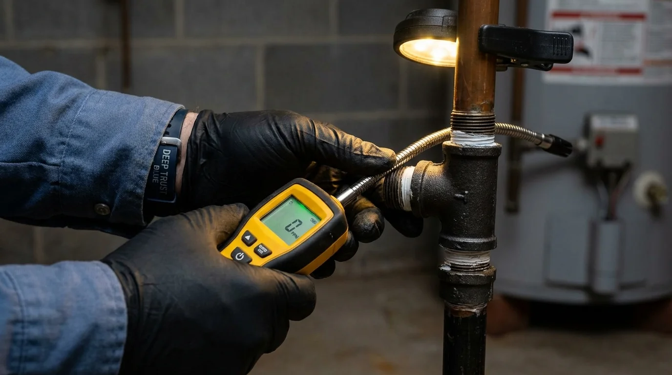 Gas leak detection with electronic sniffer by Johns Plumbing LLC in Little Chute