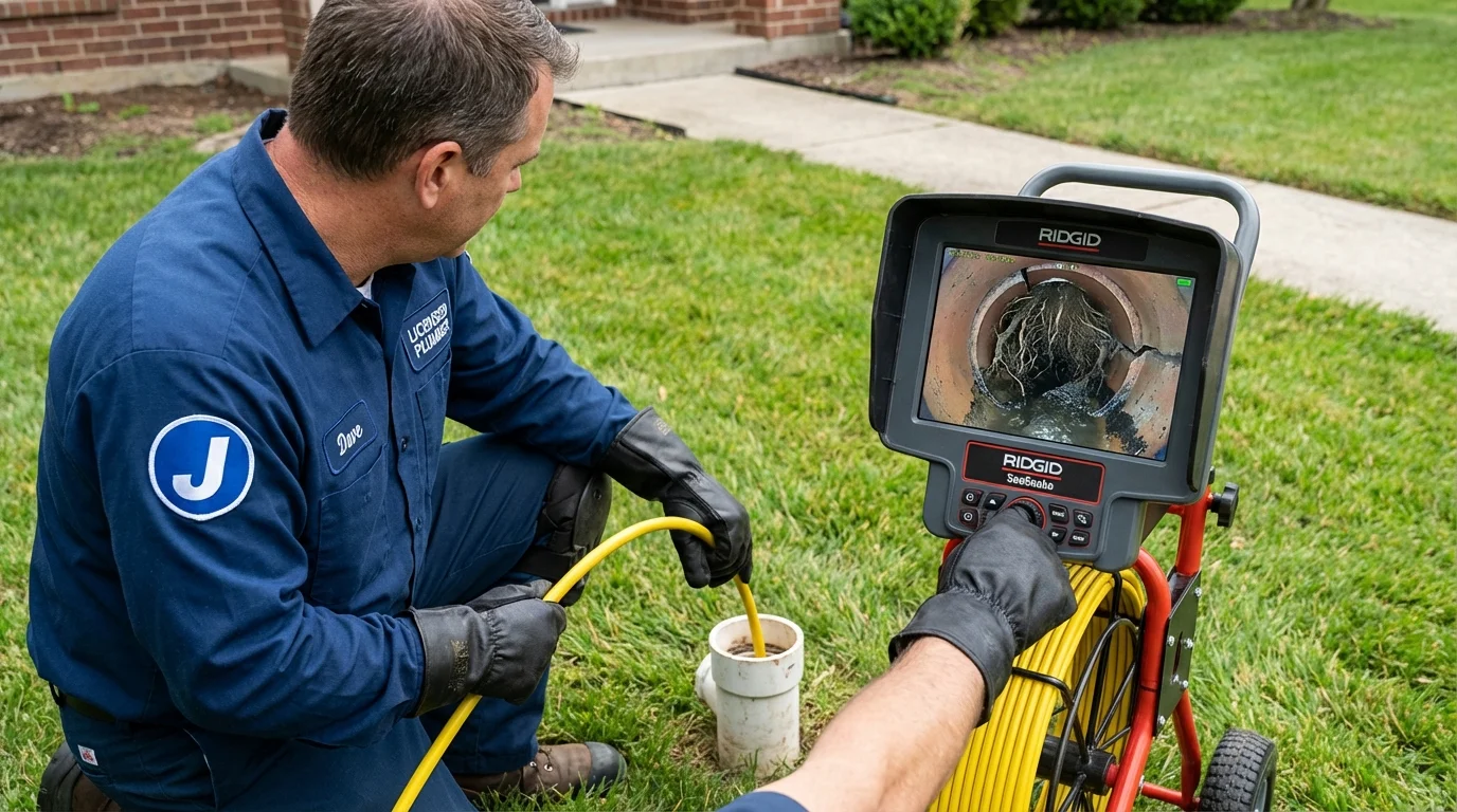 Sewer camera inspection being performed by Johns Plumbing LLC in Little Chute